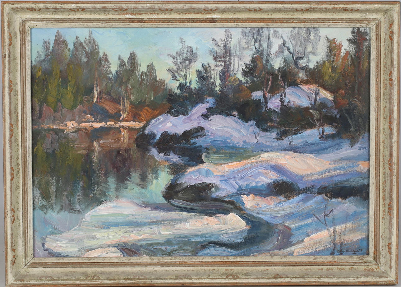BROR BODINGH. Winter landscape, oil on panel, signed.