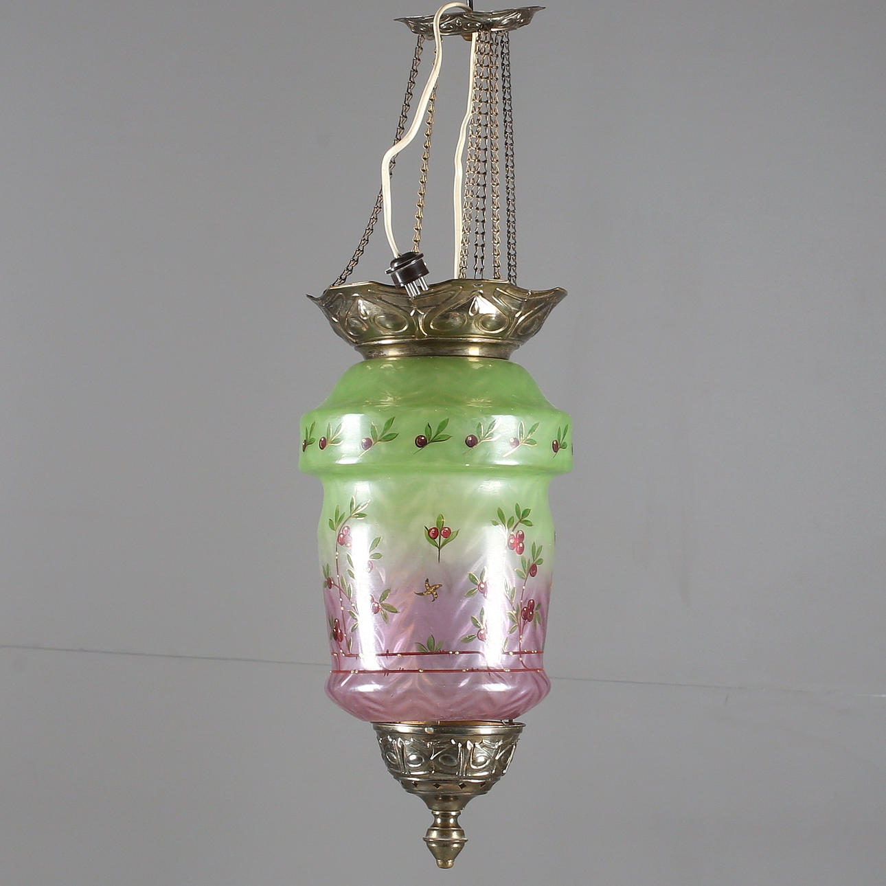 MÅNSKENSLAMPA, glas/metall, 1900-tal.