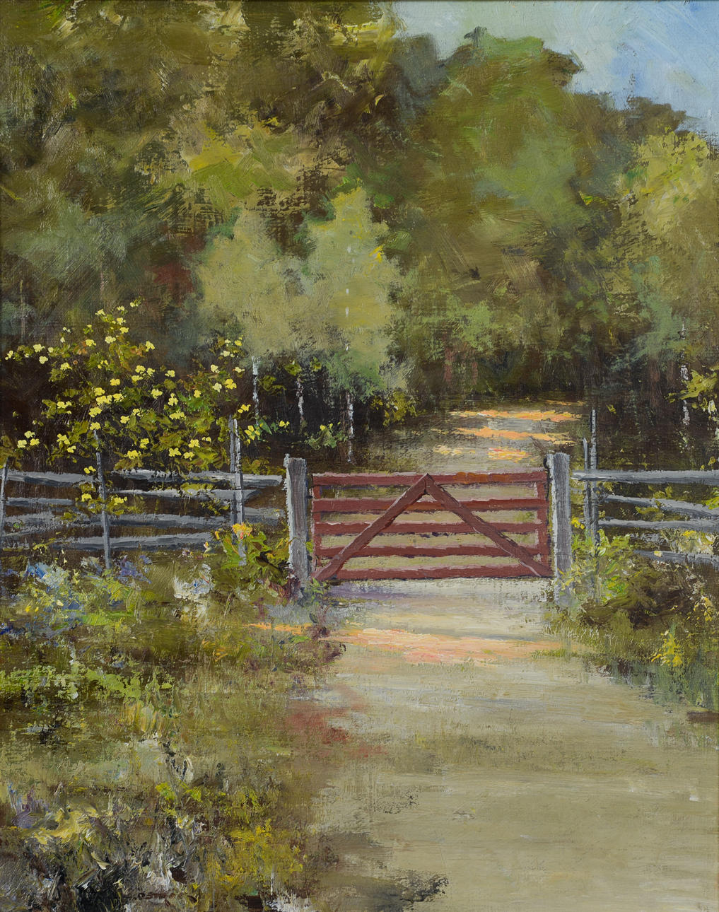 ARVID ÖSTRÖM. Wattle gate, oil on panel, signed.