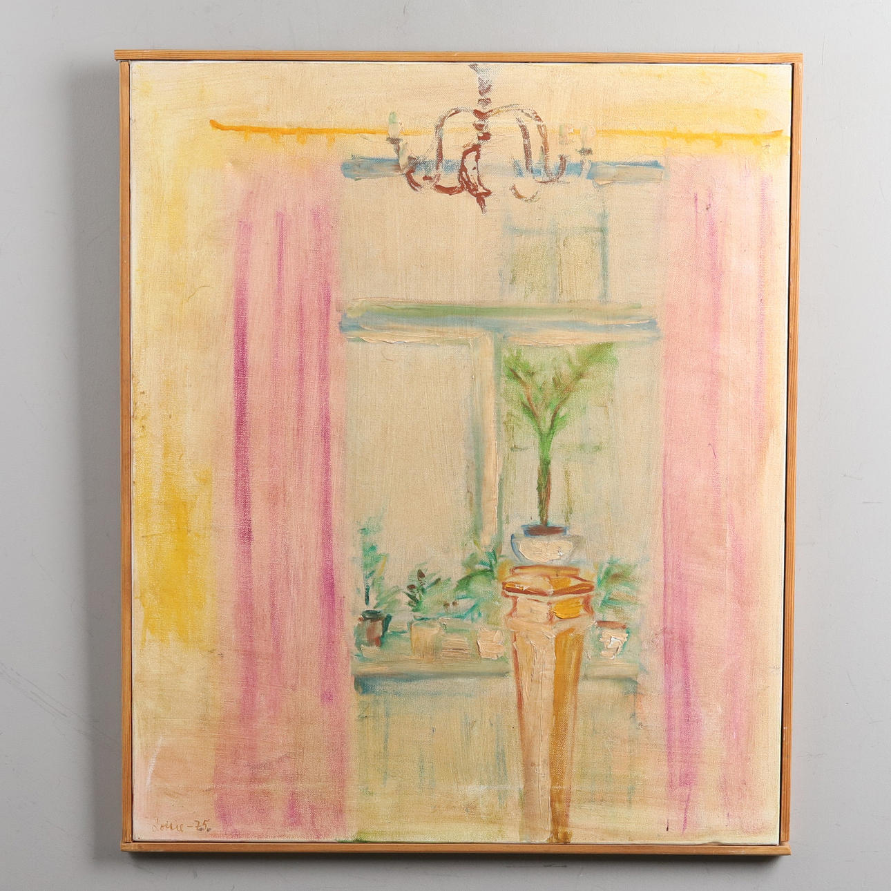 OIDENTIFIERAD KONSTNÄR. Oil on canvas. Room interior, signed and dated 75.