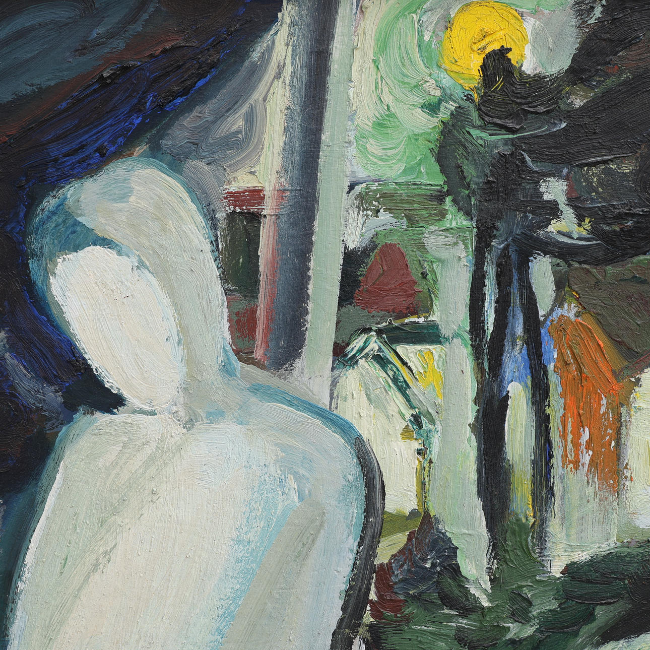 GUNNAR JONN. OIL ON PANEL, "ENSAM", SIGNED AND DATED 1951.