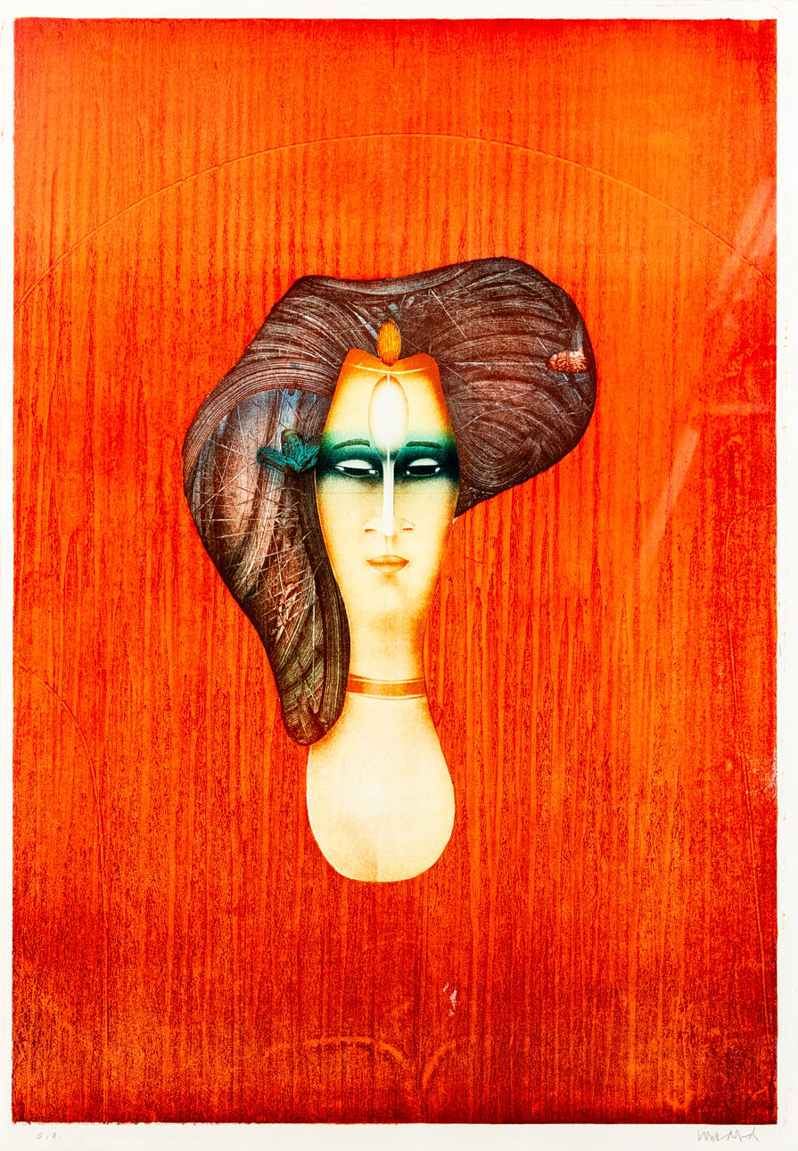 PAUL WUNDERLICH. Head of a woman/Lady of Pompeii. Art - Engravings