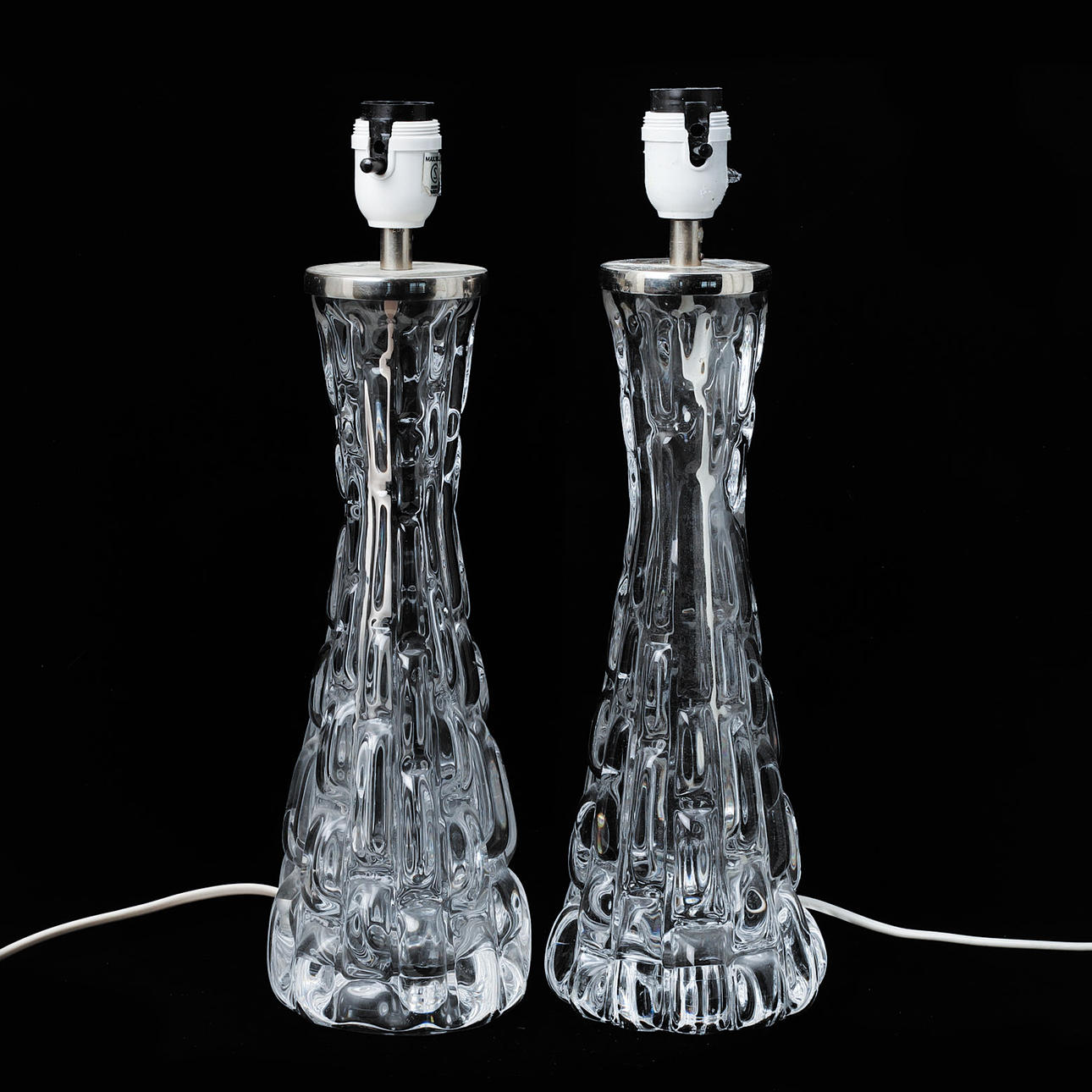 CARL FAGERLUND. Bordslampor, ett par, glas, Orrefors.