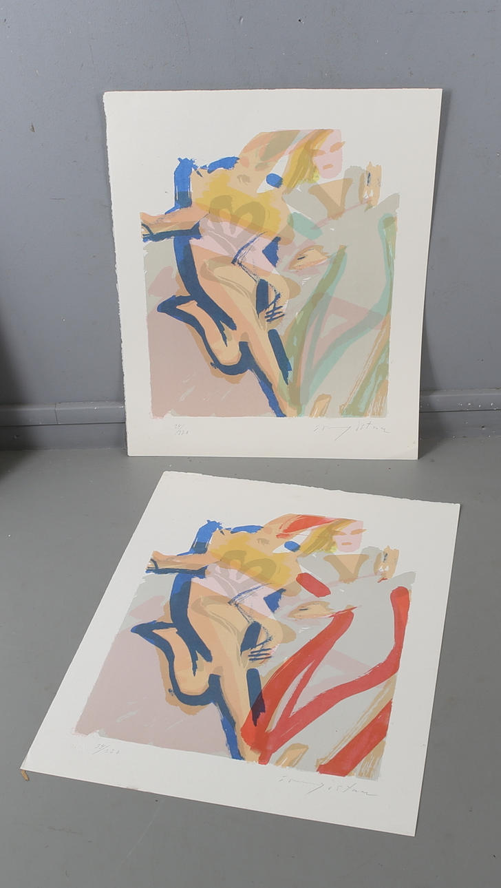 TOMMY ÖSTMAR. Färglitografi, 2st, ur serien "Annonsflickor", signerade och numrerade 34/220.