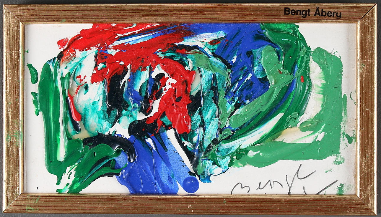 BENGT ÅBERG. Komposition, olja på papper, signerad.