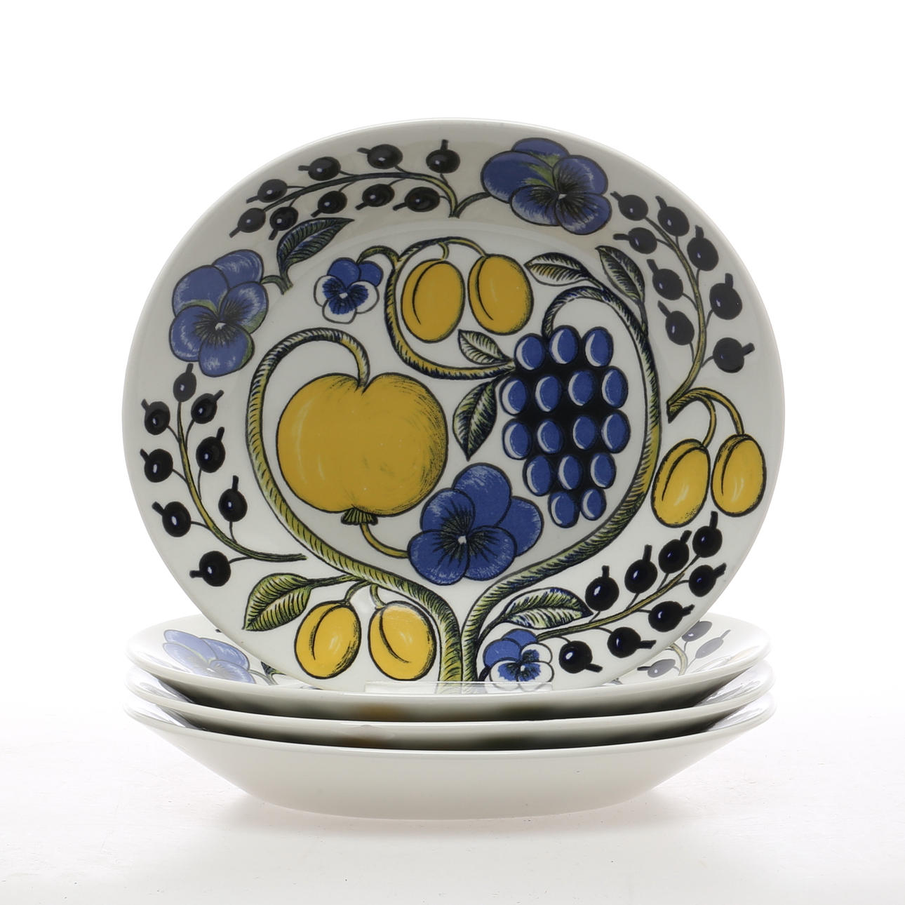 TALLRIKAR, 4 st, porslin, "Paratiisi", Birger Kaipiainen, Arabia.