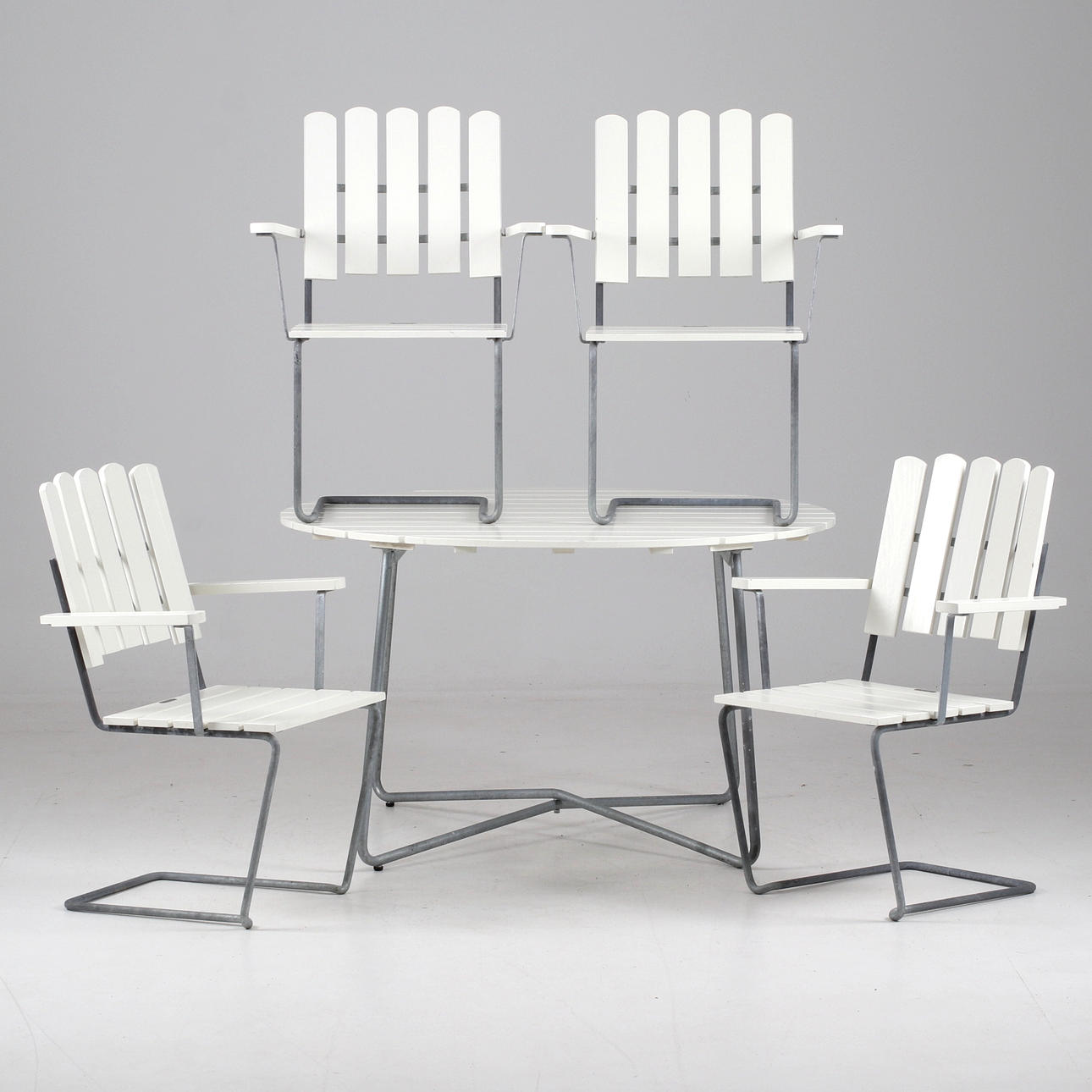 GARDEN SET, 5 pieces. Grythyttan Klassiker, A2 + Table 9A 120. 21st ...