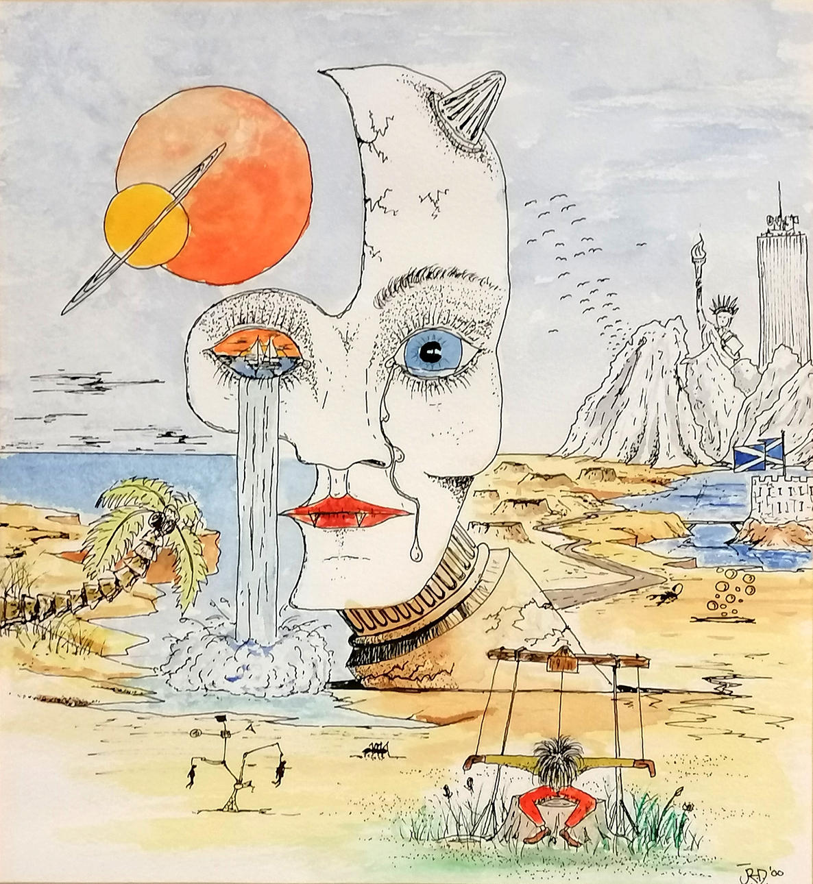 2000 SURREALIST PEN AND INK DRAWING SIGNED JRD. Art - Drawings - Auctionet