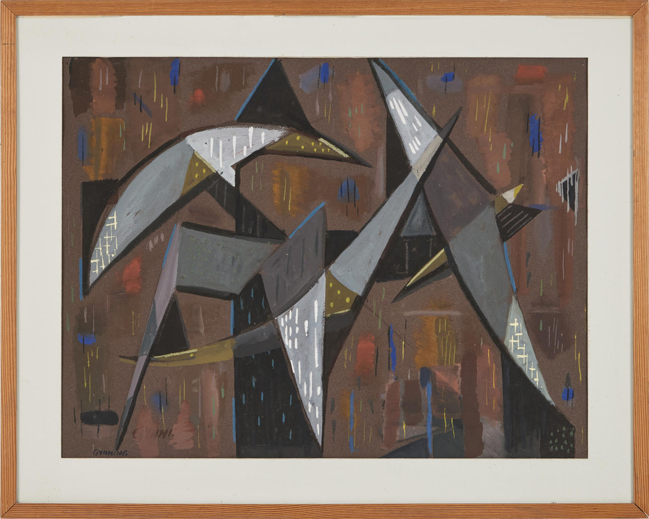 LARS GYNNING. abstract composition, mixed media on paper, signed.