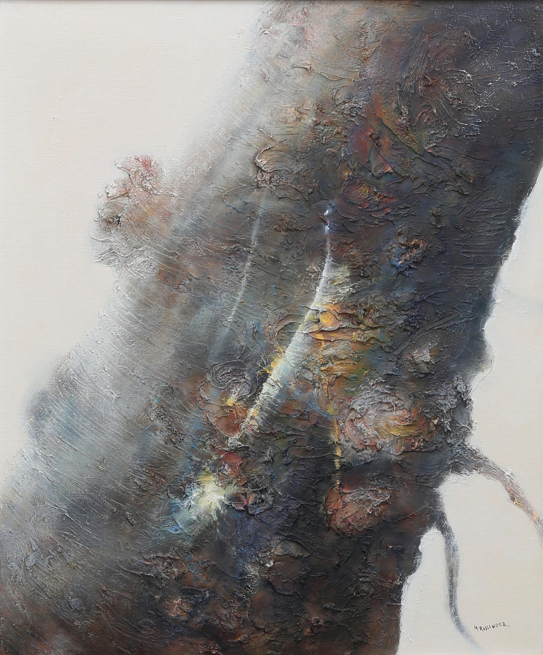 MÅNS ROSSANDER. Tree trunk, oil on canvas, signed.