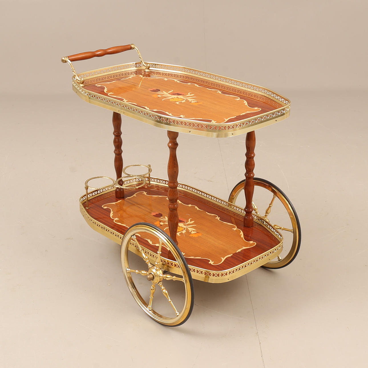 SERVERINGSVAGN, mässing, trä, 1900-talets andra hälft.