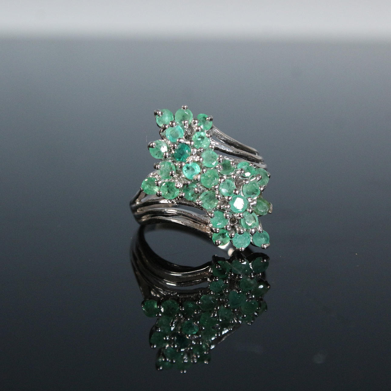 Ring with natural emeralds.