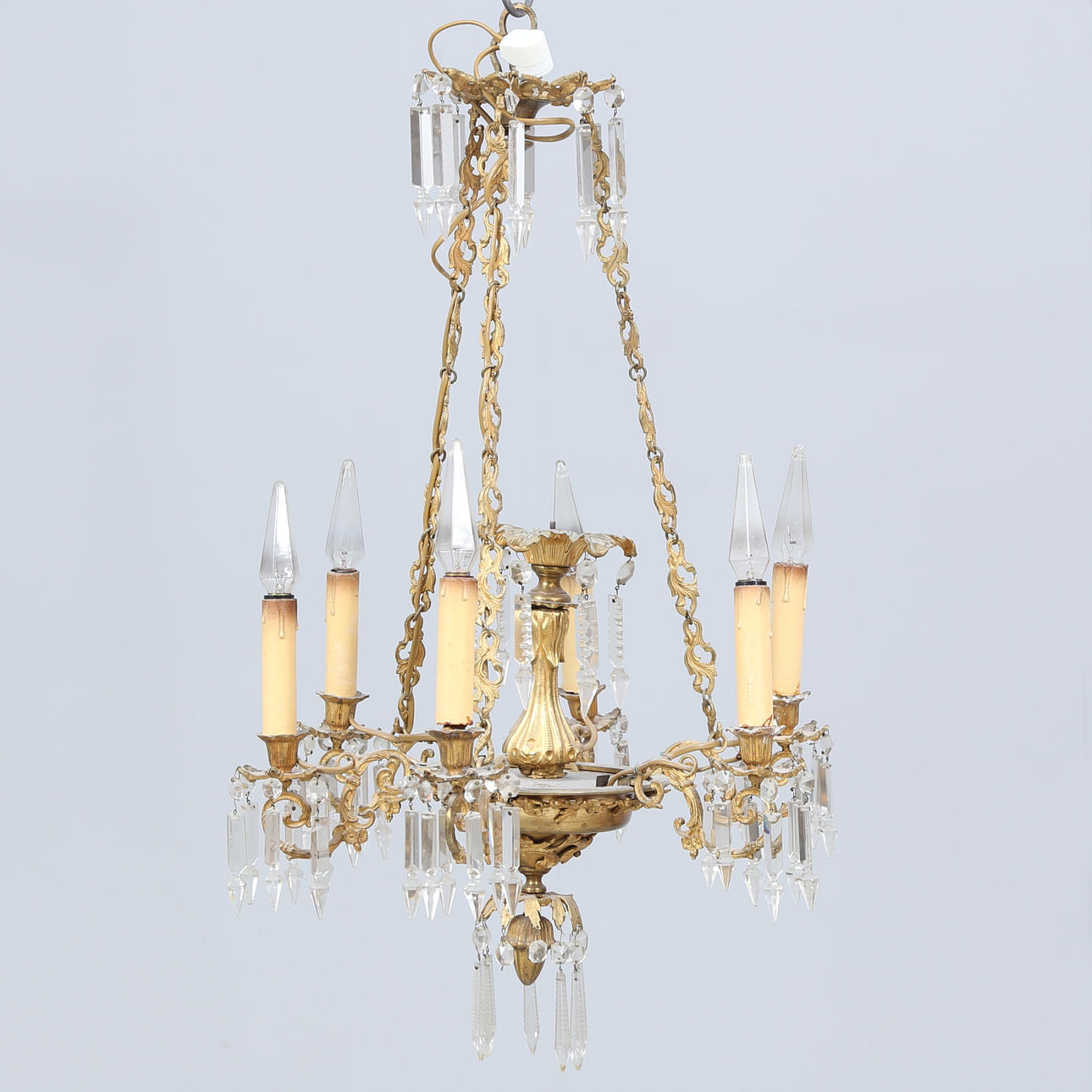 CHANDELIER, Oscarian, 19th century, electrified.
