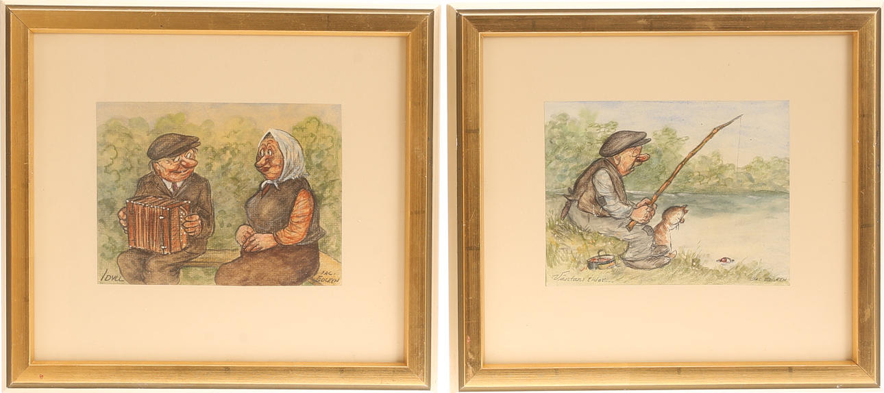 JAC EDGREN. Mixed media, 2 pieces, signed.