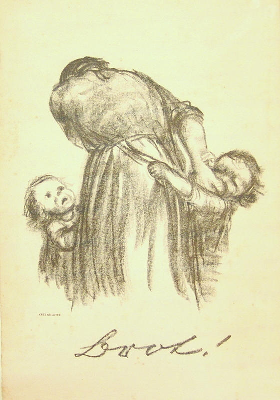 KÄTHE KOLLWITZ. "Bread" 1924, lithograph on laid paper.
