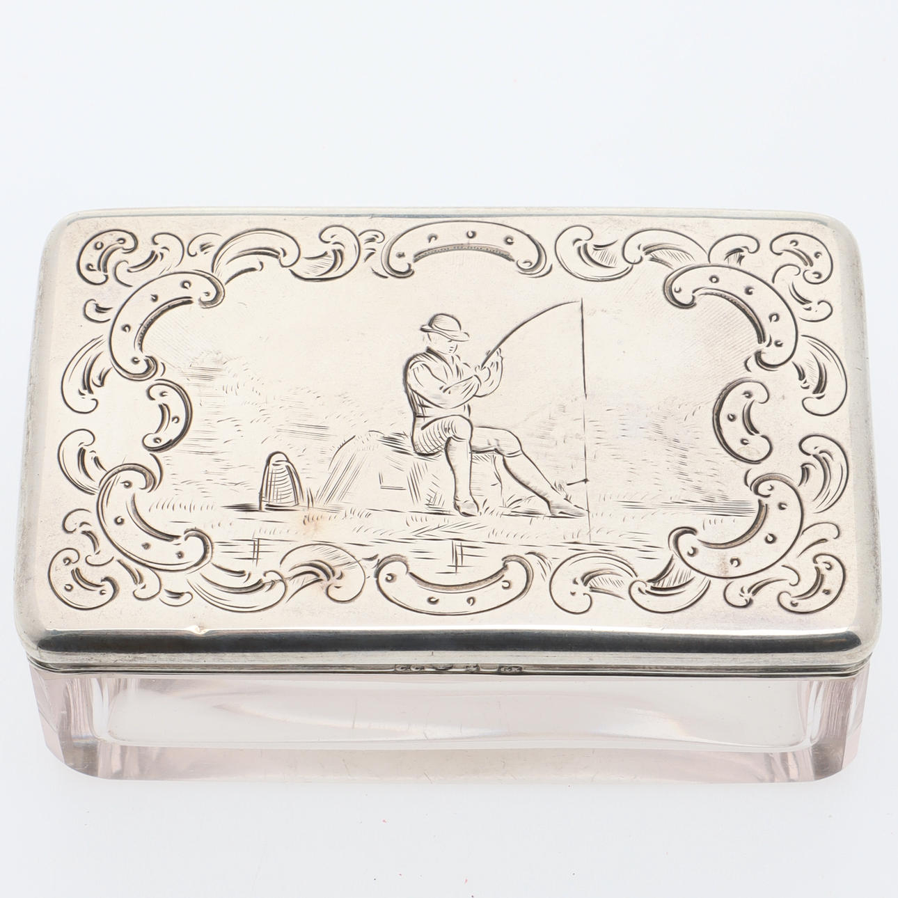 BOX, glass & silver, hallmarked C.C. 1861.