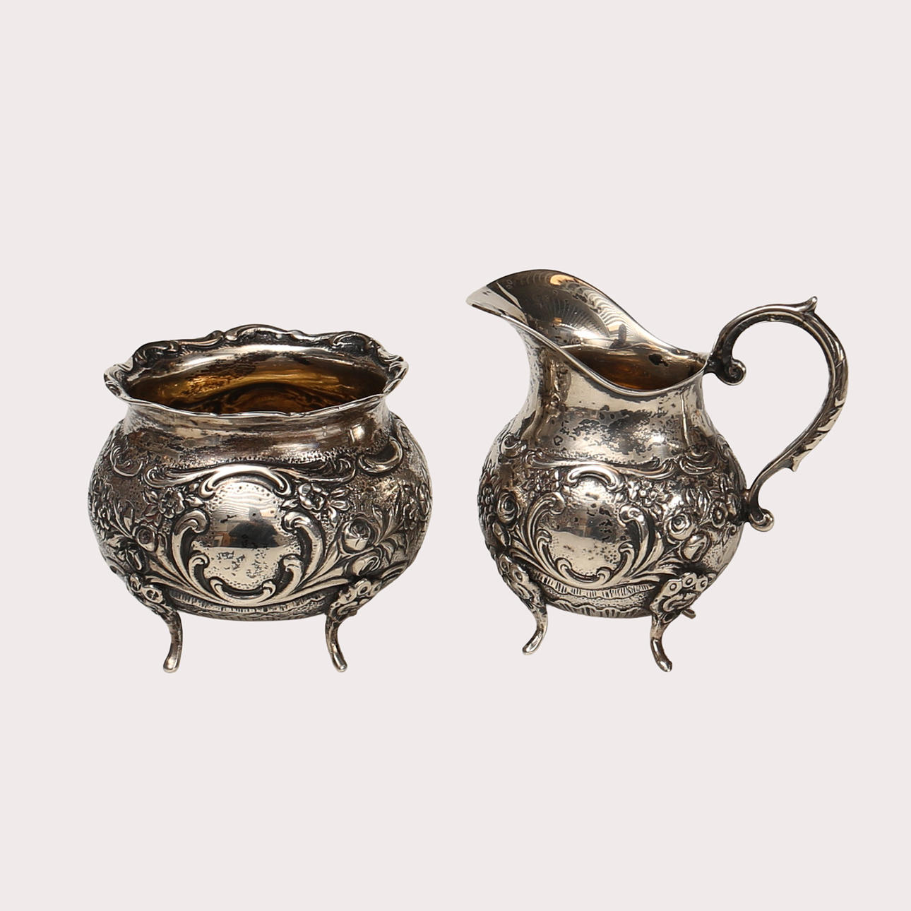 SERVISDELAR, sockerskål & gräddkanna, silver.
