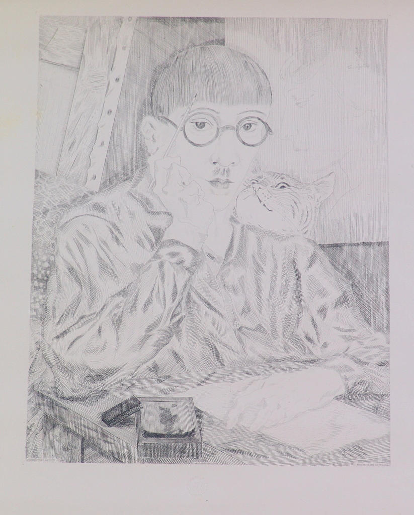 TSUGUHARU FOUJITA. Självporträtt, Louvren kalkografi.