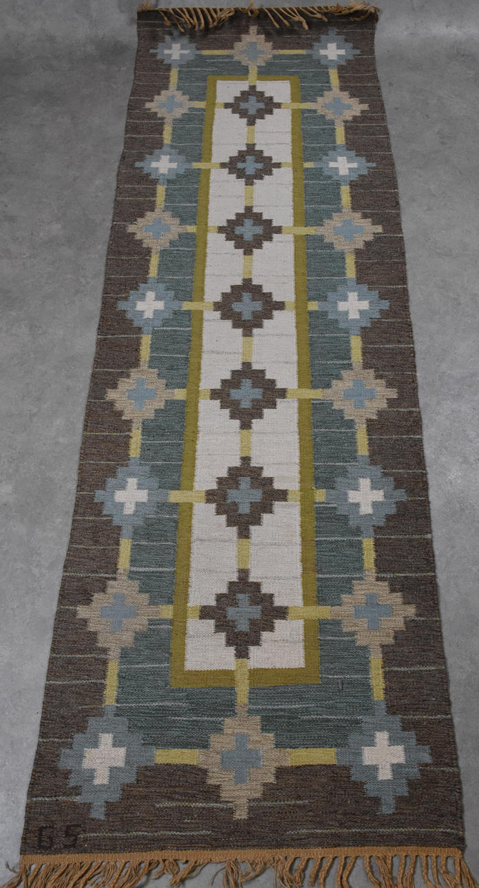 GALLERIMATTA, rölakan signerad GS, möjligen Anna Greta Sjöqvist 310 x 96 cm.