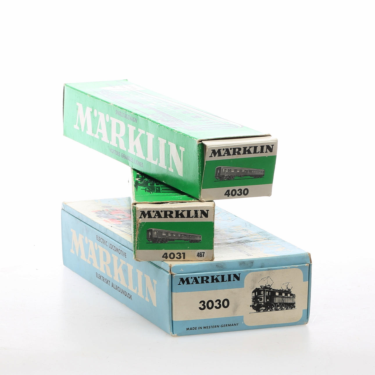 MÄRKLIN 3030 SJ:s Da-lok och 2 vagnar 4030 och 4031 i originalkartonger.