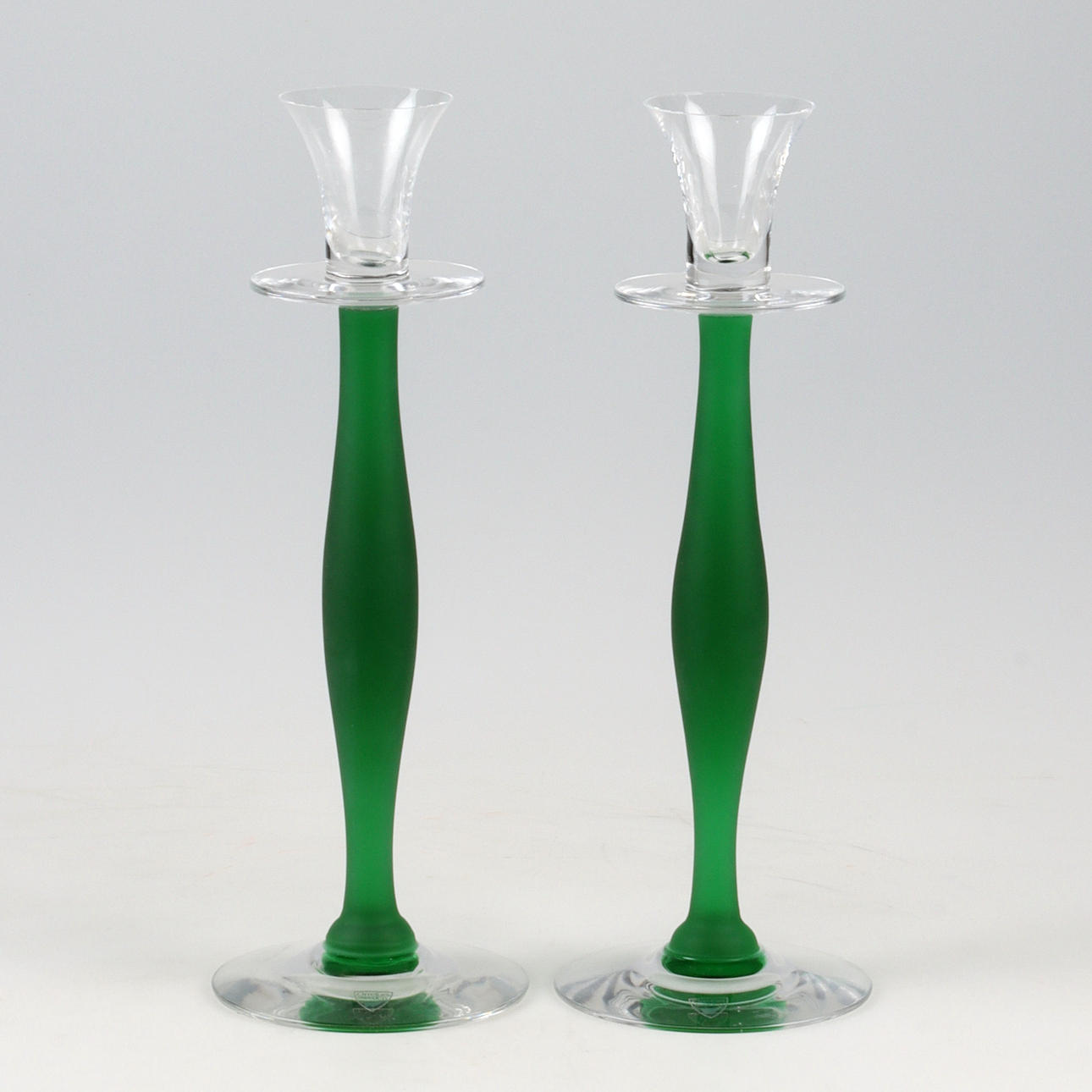 ANNE NILSSON. Candlesticks, 2 pcs, glass, "Celeste", Orrefors.