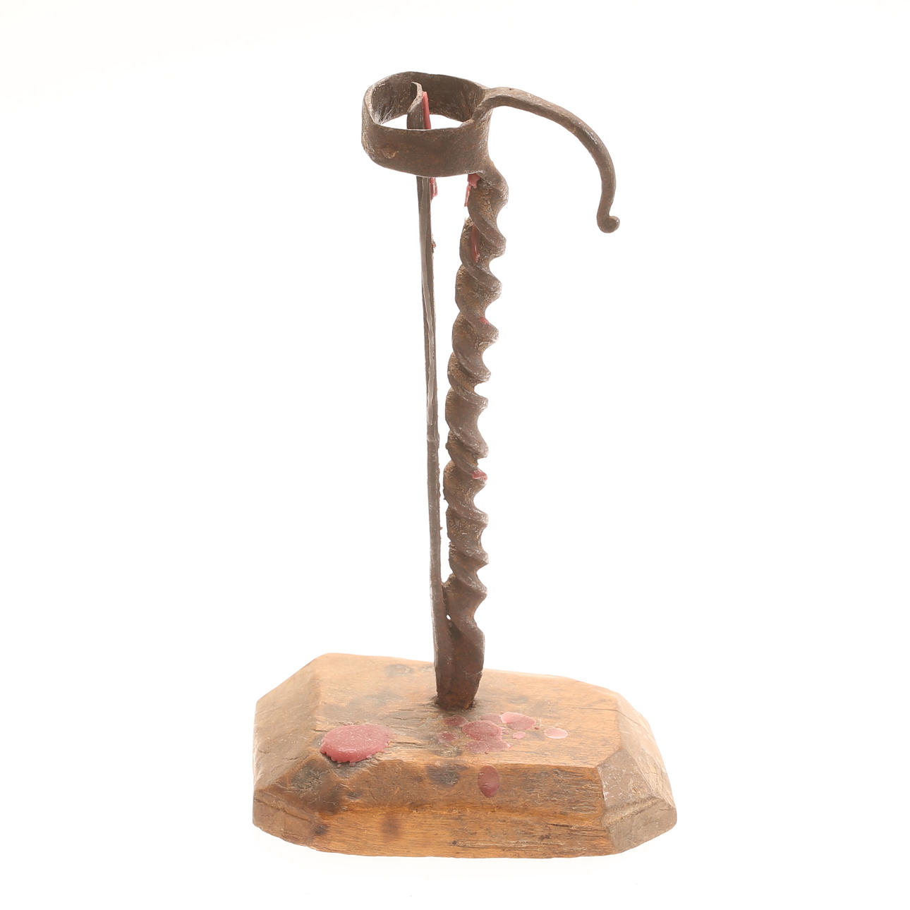LJUSSTAKE, trä och smide, 1800-tal.