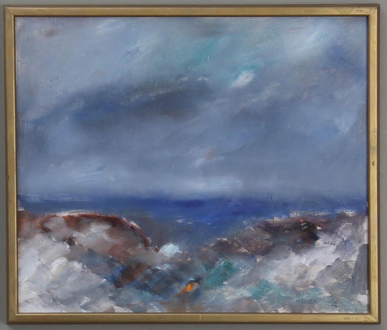 KAI NIELSEN. olja på pannå, signerad.