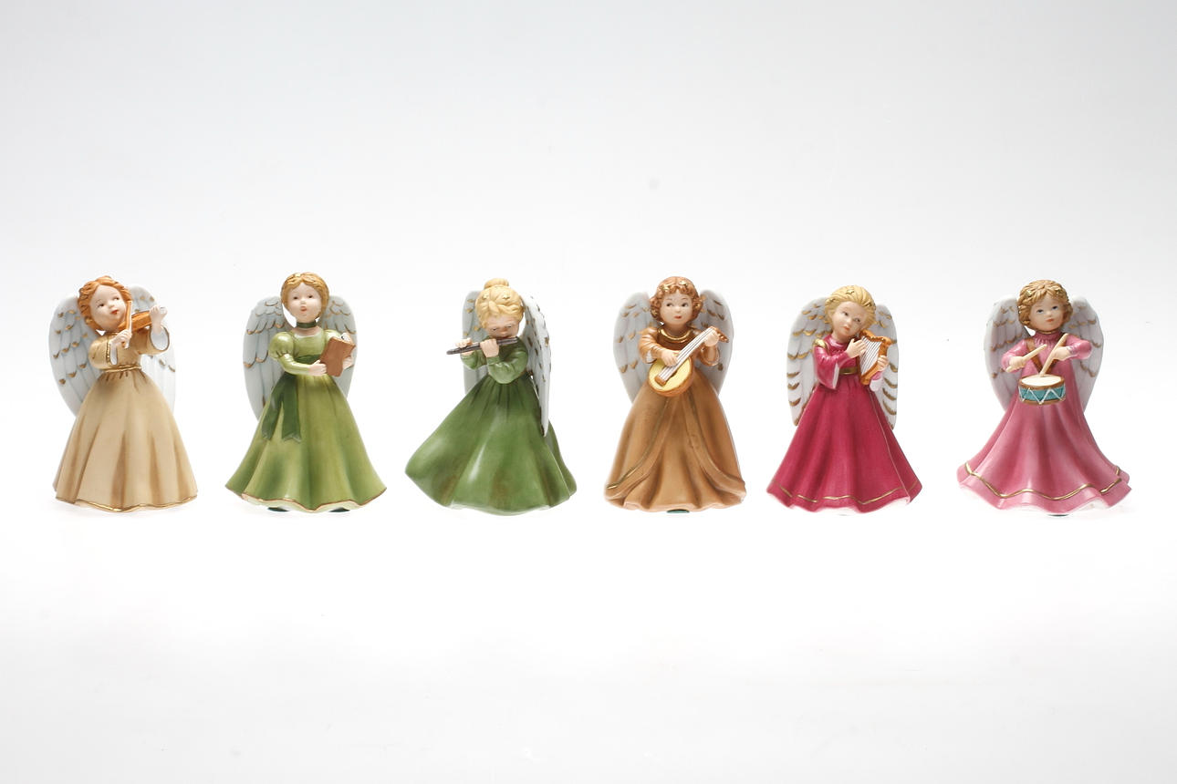 FIGURINER, 6 st, "julänglar", Christineholm, 1900-tal.