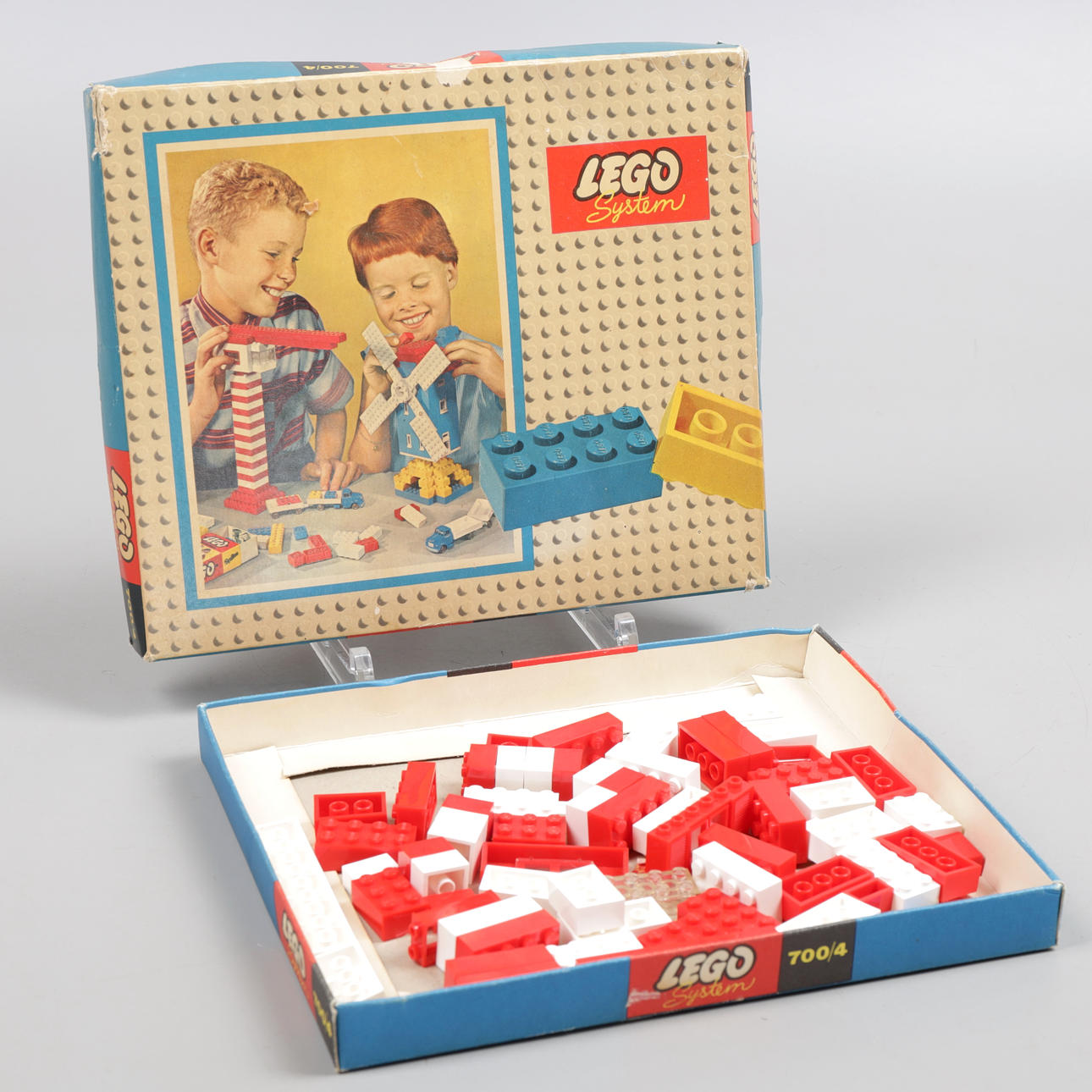 LEGO SYSTEM, ask med legobitar, 1950-tal.