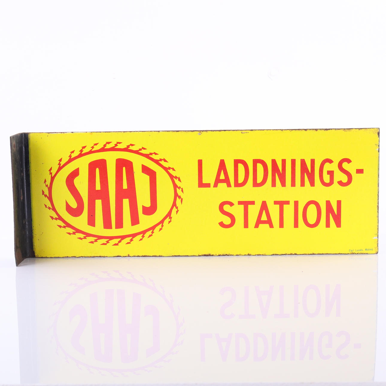 SAAJ BATTERIER, emaljskylt, 1940-tal.