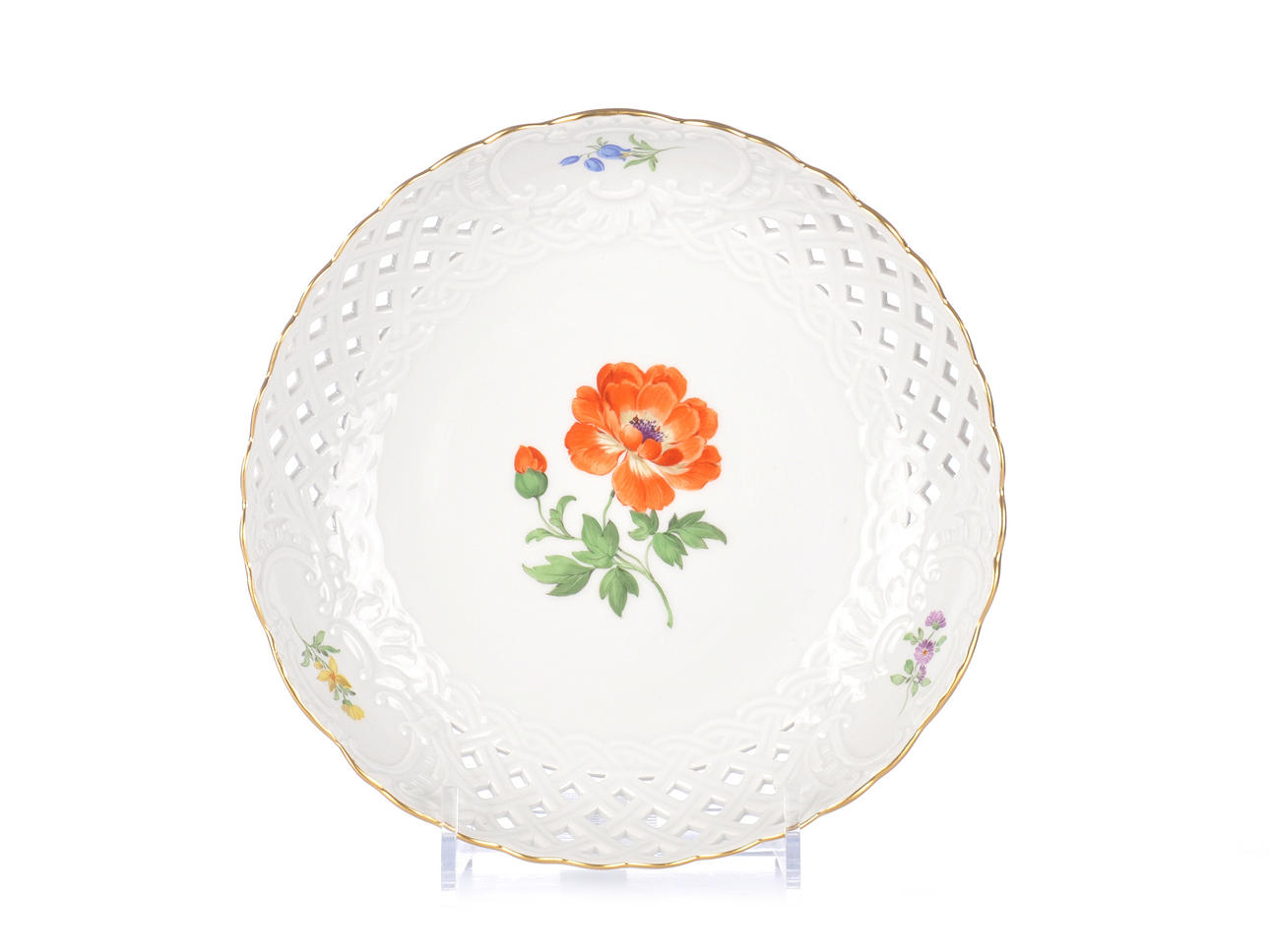 MEISSEN. dekor blomma, 1. Brutna flagga plattan.