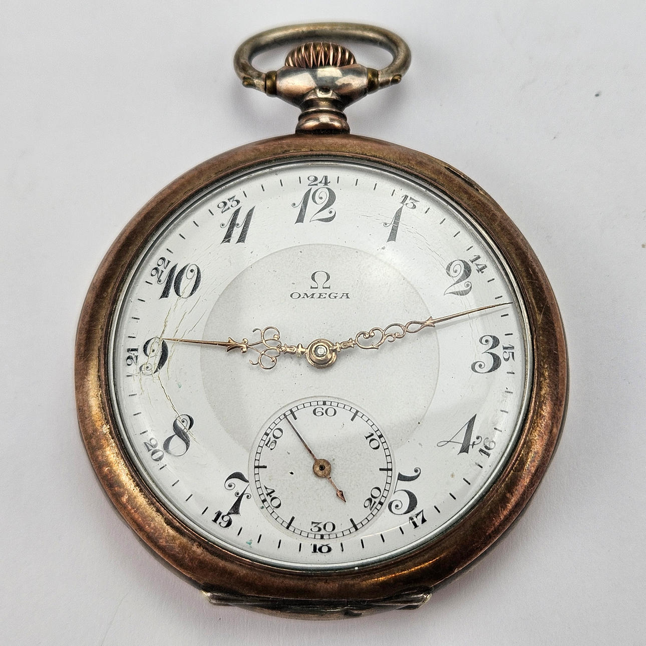 OMEGA. Fickur, silver, 1900-tal.