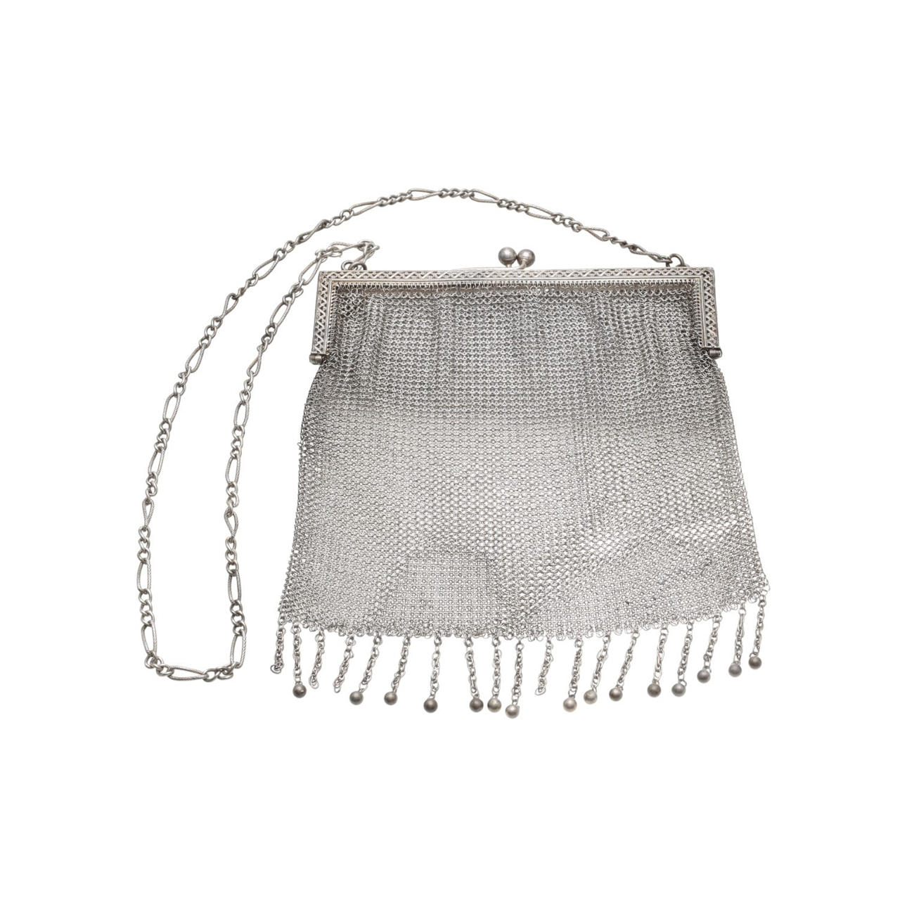 Silver mesh handbag, circa 1930.