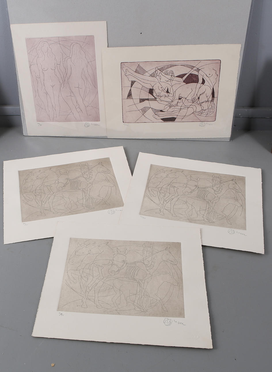 HENRY UNGER. Parti etsningar, 5 st, signerade och numrerade.