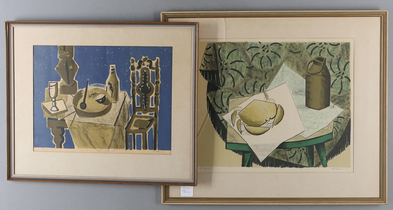 HARDY STRID. Parti färglitografier, 2 st, signerade, daterade 1952 respektive 50.