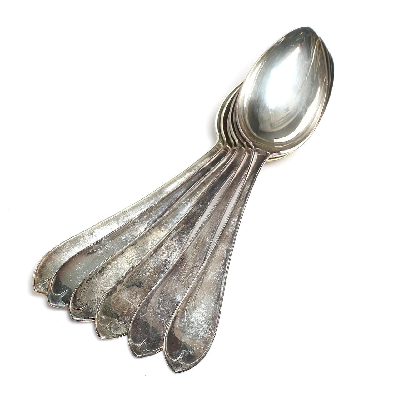 SKEDAR, 6 st. silver, Svenska modellen, 1900-tal, vikt 347 gram.