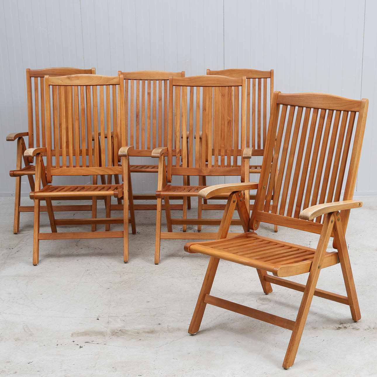 TRÄDGÅRDSSTOLAR, 6 st, teak, Batavia.