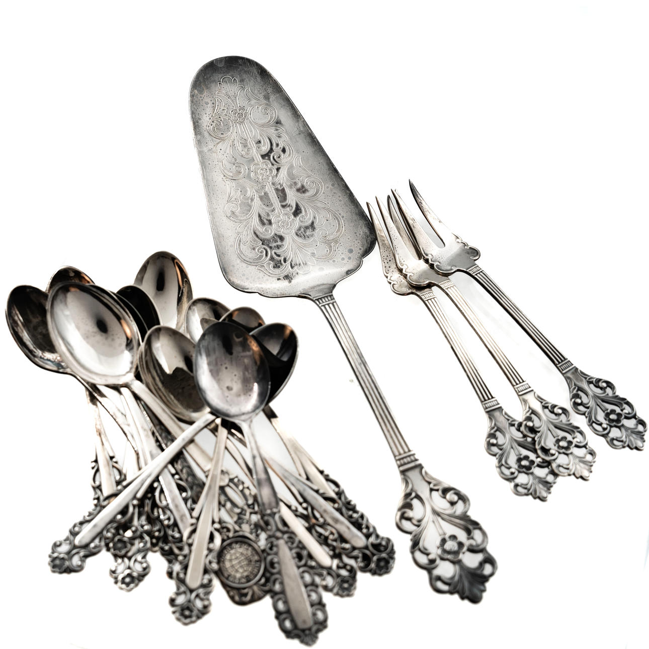 SAMLING BESTICK, 19 delar, Silver, 1900-tal.