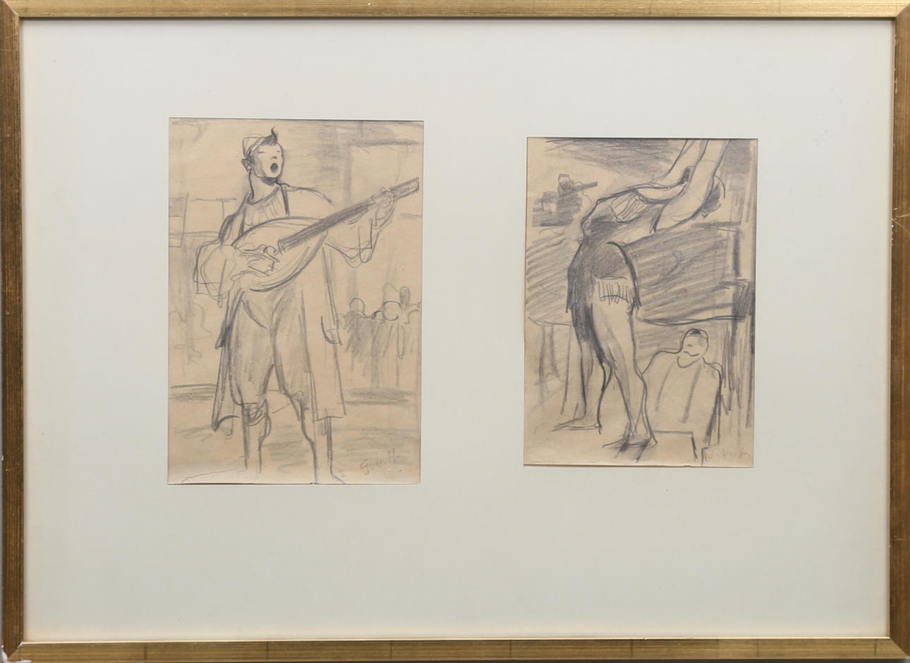 GÖSTA VON HENNING. Teckningar, blyerts, 2 st, signerade GvH.