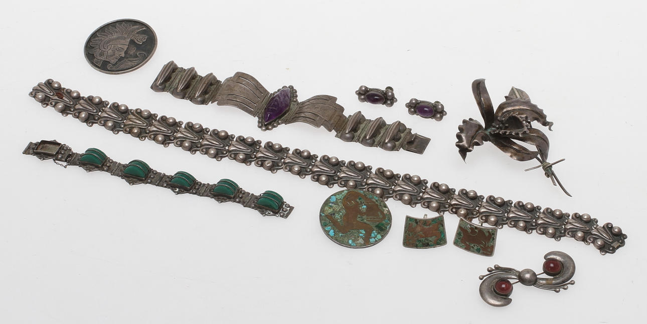 SMYCKEN, silver, 9 delar, Mexiko, 1900-tal.