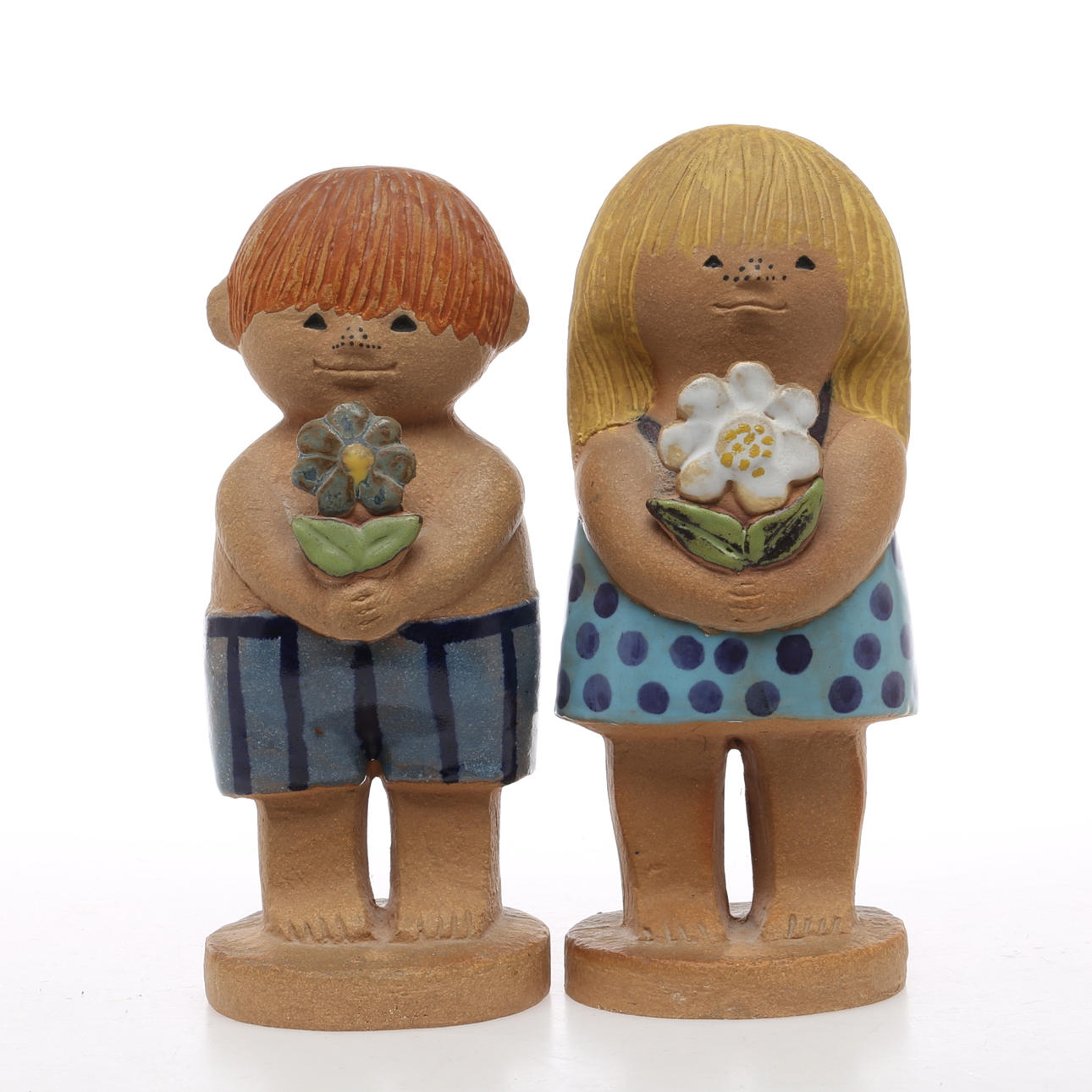 FIGURINER, 2 st, keramik, "Adam 2" och "Eva 2", Lisa Larson, Gustavsberg.