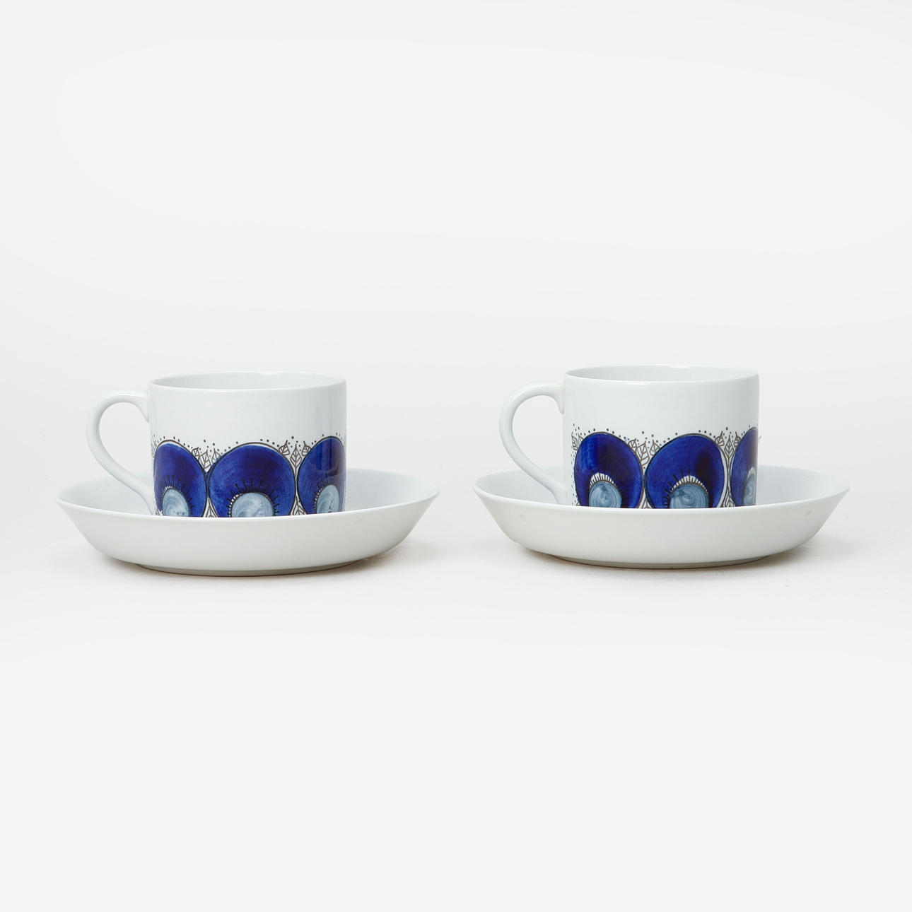 COFFEE CUPS with SAUCERS, 2 pcs, "Iris", earthenware, Rörstrand.