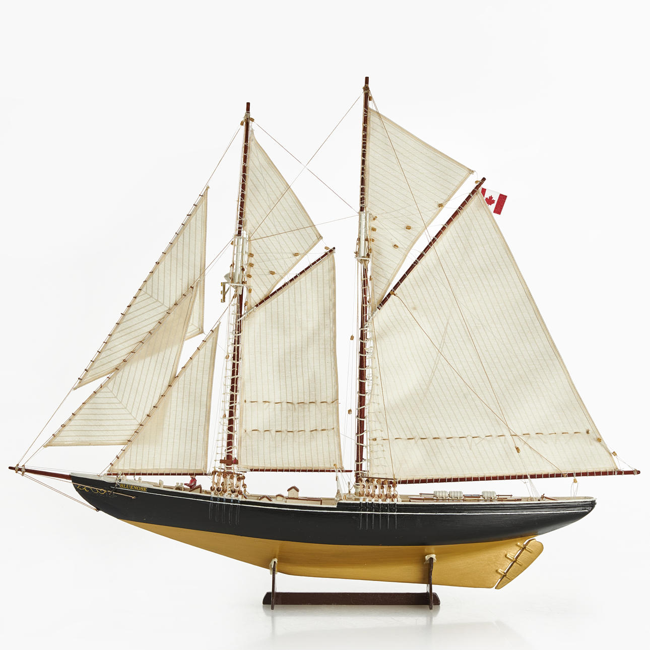 SAILBOAT MODEL, Bluenose, Canadian flag.
