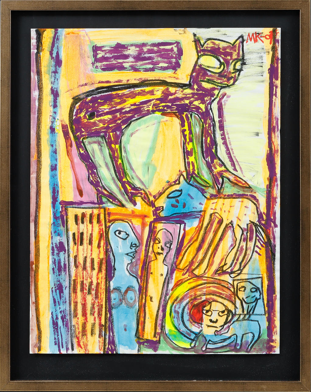 MAURITZ KARSTRÖM. Composition with figures. Mixed media on paper, signed and dated.