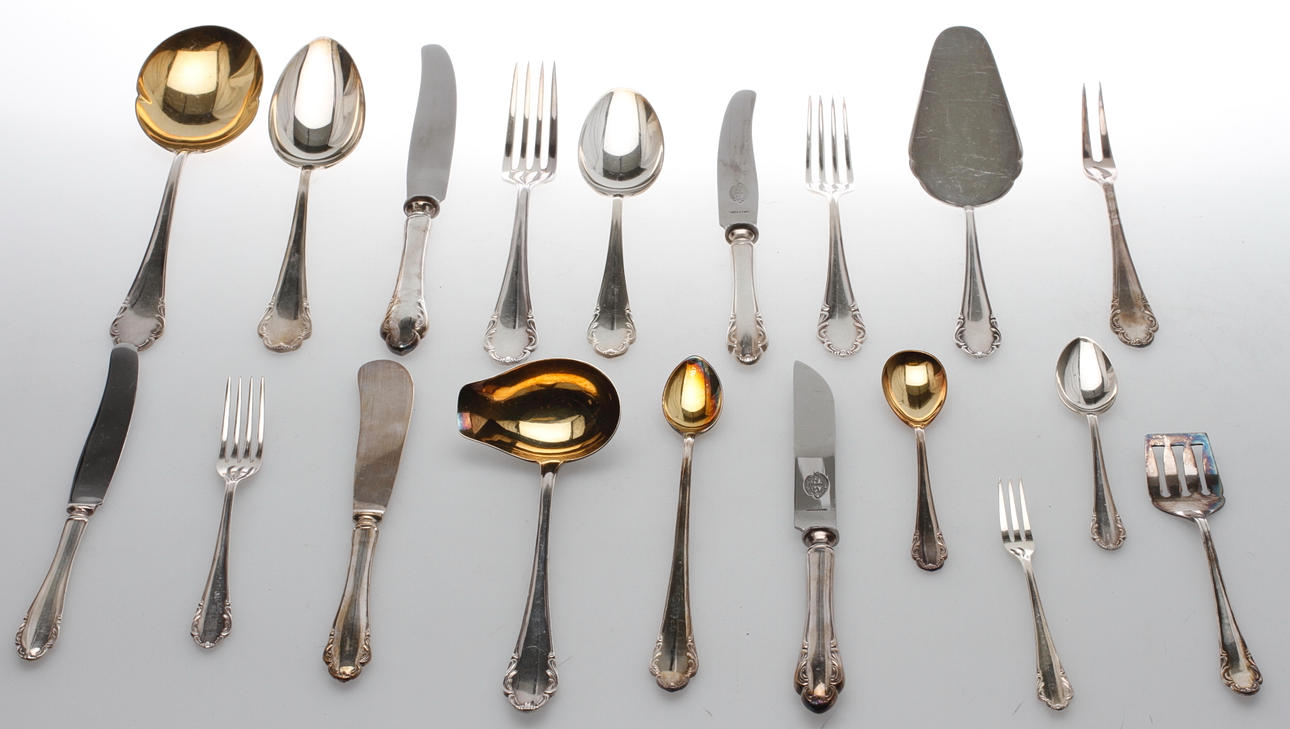 BESTICK, 136 delar, nysilver, "Haga", 1900-tal.