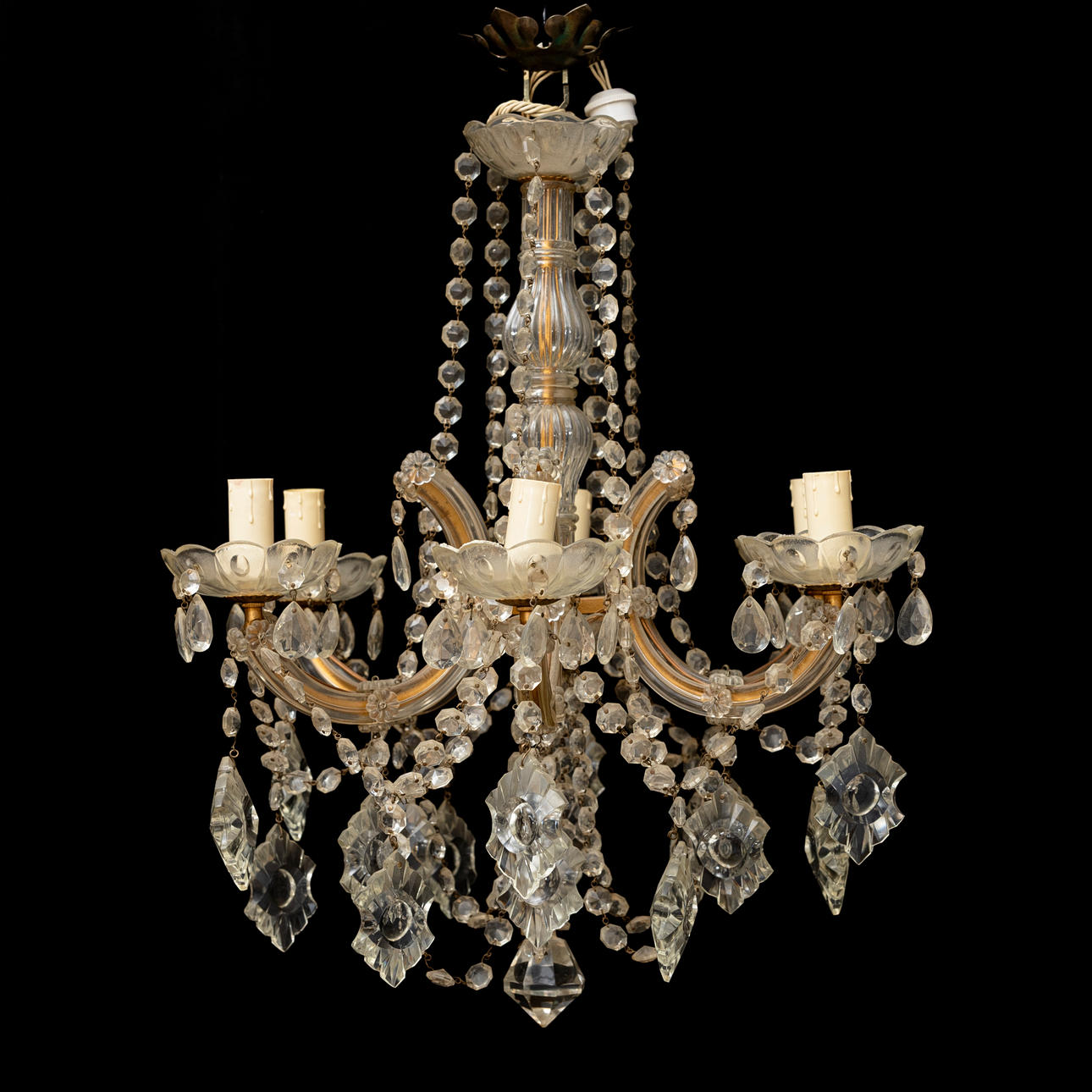 LJUSKRONA, Maria Theresia-modell, glas, 1900-talets andra hälft. Höjd ...