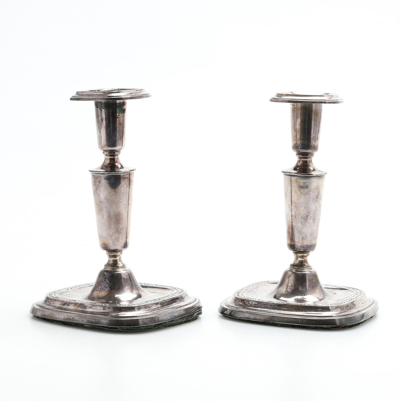 CANDLESTICKS, a pair, silver, CGH, 1956.