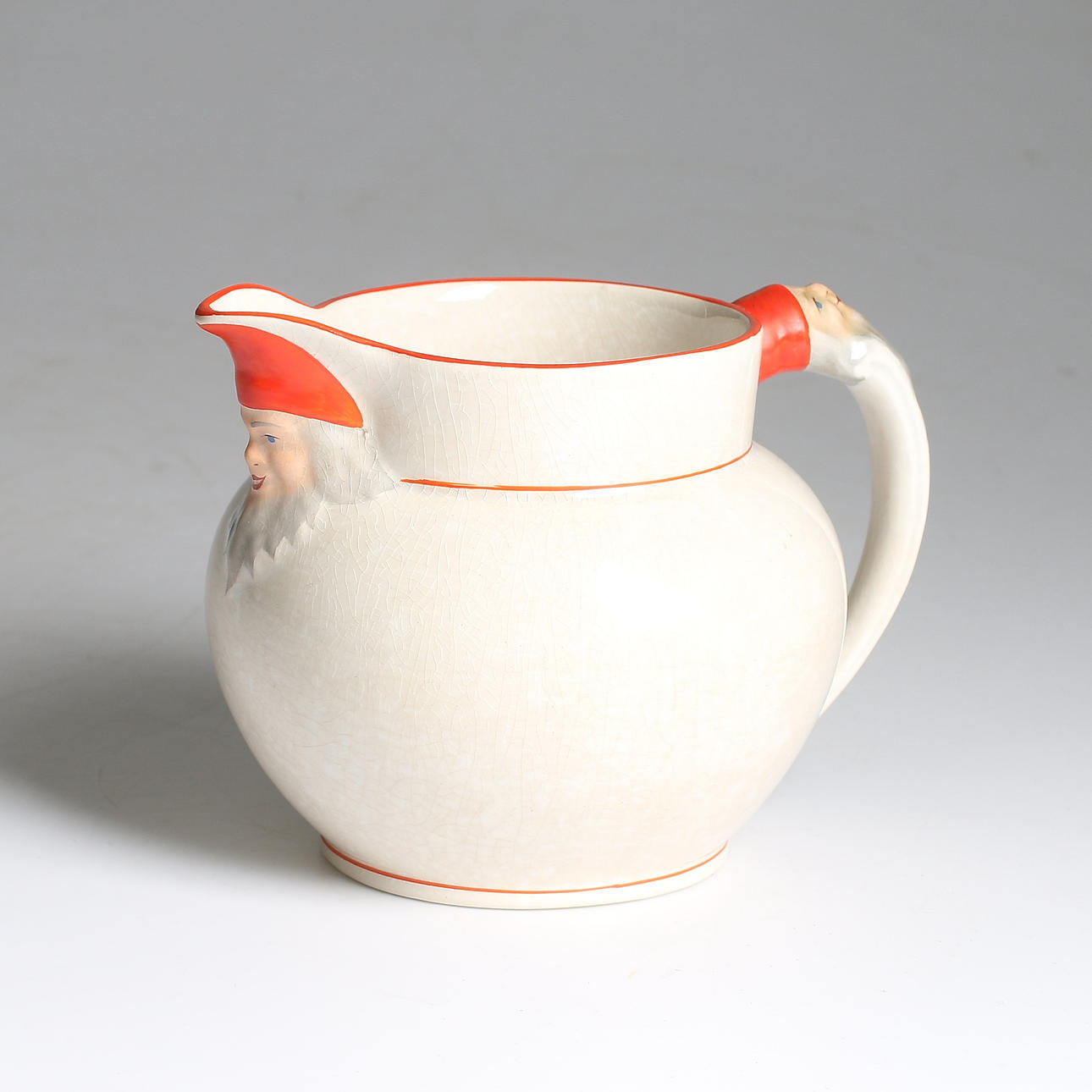 MJÖLKKANNA med TOMTAR, flintgods Göteborg, omkring sekelskiftet 18/1900.