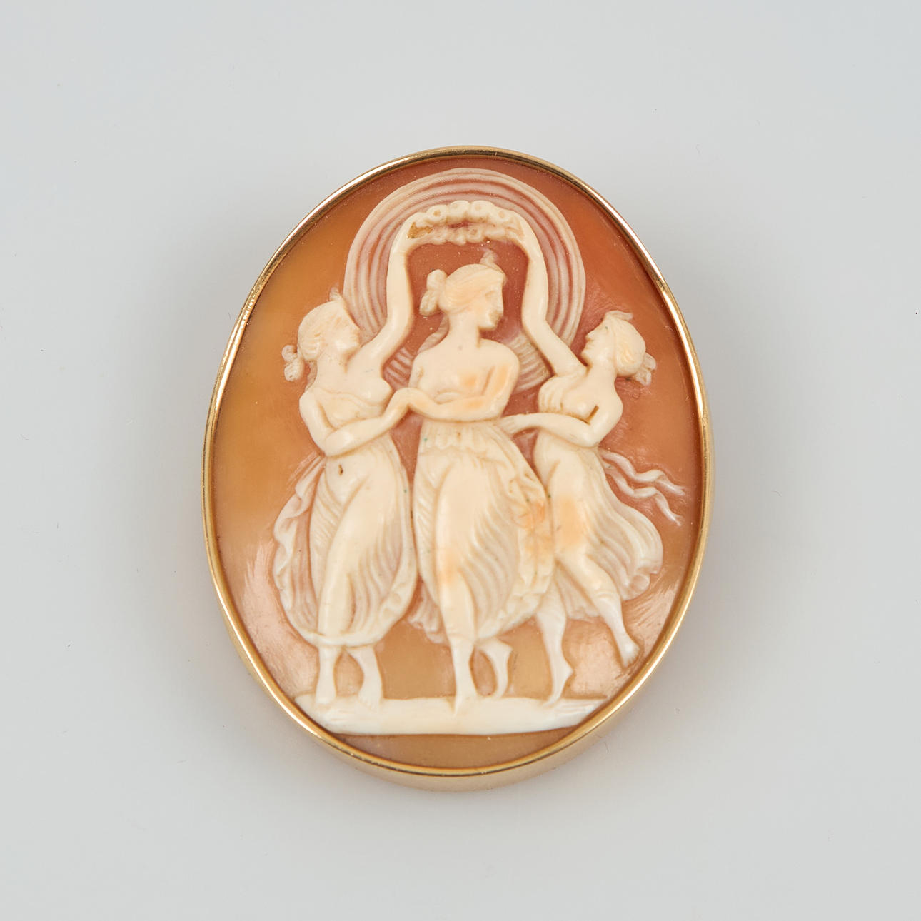 BROSCHE, Kamee, 18K Gold, Helsinki 1920.