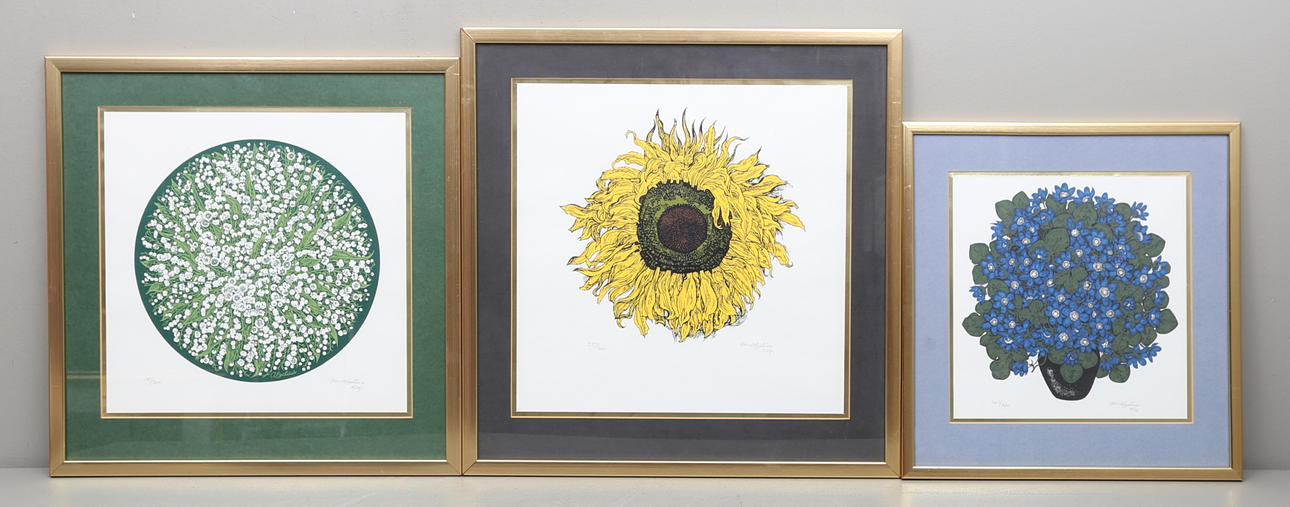 JAN AFZELIUS. Färglitografier, 3 st. Signerade och numrerade.